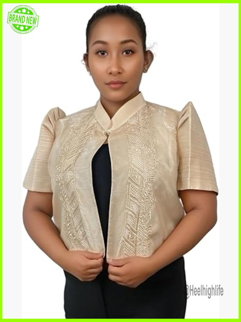 Handmade Filipiniana Bolero Shrug - Elegant Embroidered Butterfly Sleeves